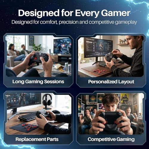 Image of TNP for Elite Controller Paddles Compatible with Xbox Elite Series 1, 2 & Core Controller - 5 in 1 Accessories Replacement Metal Stainless Steel Paddles Trigger & D-Pad Parts, Red