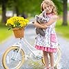 Glerc 14 Inch Kids Girls Bike for 3 4 5 Years Old Little Girls Retro Vintage Style Bicycles with Basket Stabilisers,Stabilisers and Bell, Color White #4