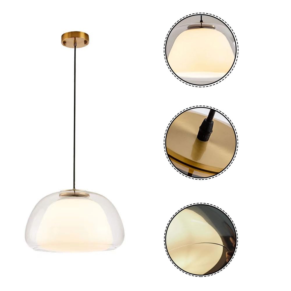 Lampada A Sospensione In Vetro Stile Danese – Paralume A Due Piani A Forma Di Gelatina – Per Cucina E Soggiorno - 2