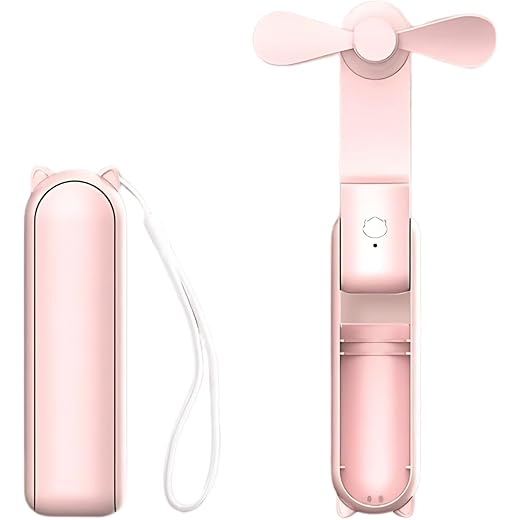 PARVY Mini Handheld Fan, Portable Fan Flashlight, Folding Desk Fan with 2 Speeds for Travel Office Home Girls Women Outdoor Cooling Use, 1200mAh Battery