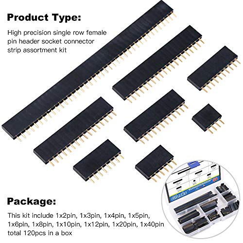 Kit Glarks de conectores hembra 2.54 mm con pines de vaso de alta precisión para PCB 6