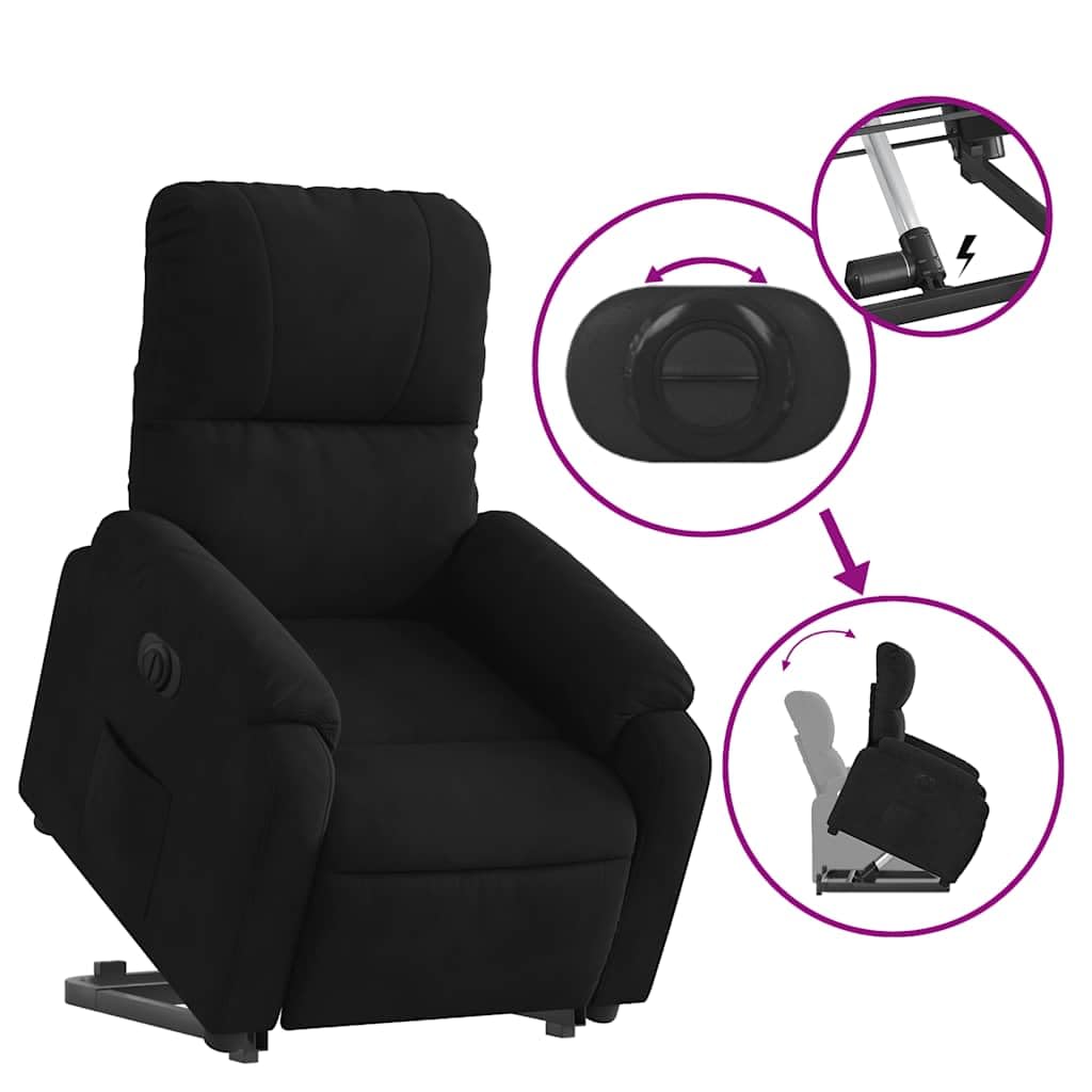 Sillón de relax con ayuda eléctrica para levantarse, tejido de microfibra, respaldo ajustable de 135 grados, bolsillo lateral y para personas de hasta 110 kg