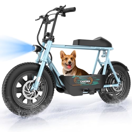 Image of Caroma Peak 1200W Electric Scooter with Seat, 16 inch Fat Tire Electric Dirt Bike, Max 30Miles Ranges, Top Speed 20Mph, Electric Motorcycle Mini Bike with Basket for Pets & Cargo, UL 2272 Certified