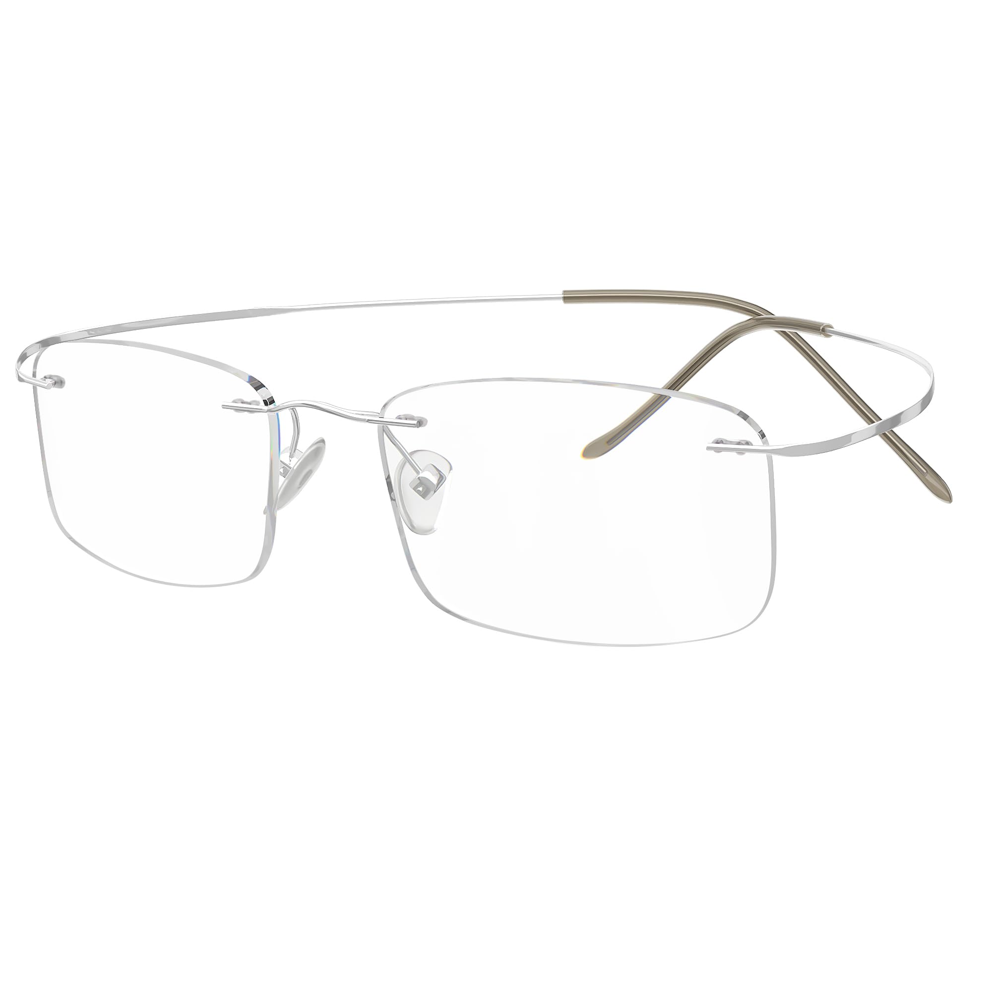 Eyekepper 0.0x Reading Eyeglasses, Titanium Rimless