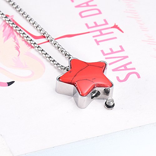 EternityMemory Red Turquoise Star Cremation Keepsake Necklace for Loss of Loved One - Memorial Urn Jewelry3