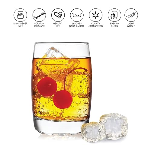 Image of CELLO Amphio Glass Set, 265ml| Set of 6 Clear Glasses| Transparent Whisky Glass |Barware Glasses, Clear