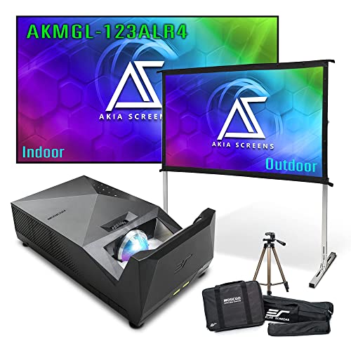 Akia Portable Projector With Screen Outdoor Projector And Screen Packages 123 Inch 16:9 Clr4 Alr Video Projector Screen, Compatible With Hdmi Vga Usb Full Hd For Backyard Home Built-In Speaker, Remote #TOP22