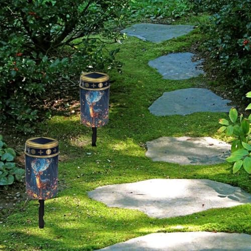 Image of Deer Floral Cemetery Solar Lights for Grave Waterproof Solar Grave Lights for Cemetery Decoration Flameless Solar Powered Light for Prayer