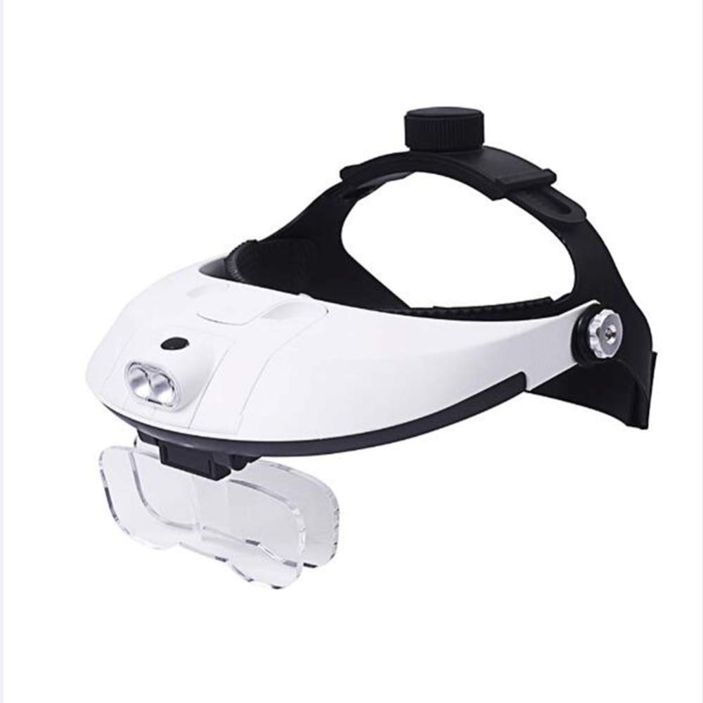 asdchZen Headband Magnifier With 2Led Light,Head-Mounted Handsfree Reading Magnifying Glasses,Jeweler,Watch Loupe