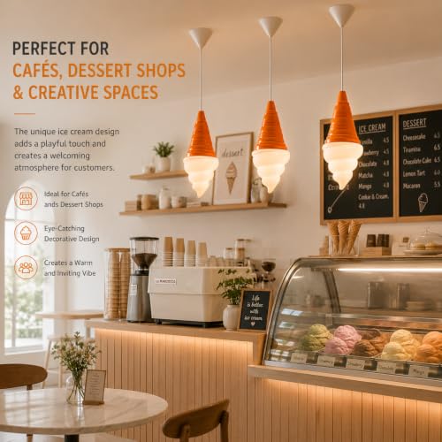 Image of Ice Cream Chandelier Spiral Cone Decorative Pendant Light Fixture, DIY Hanging Lighting Fixtures for Kitchens, Dining Rooms and More
