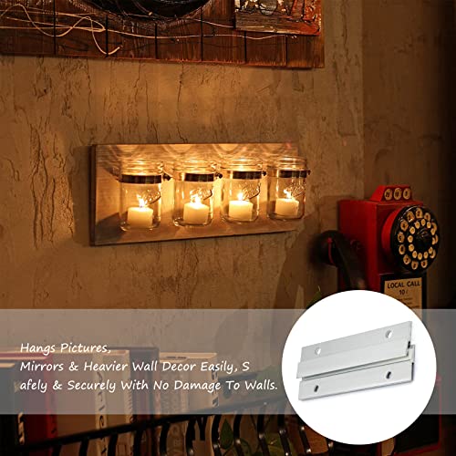 Image of French Cleat Picture Hanger, Aluminum Z Hanger Interlocking Wall Mounting Bracket Hardware Kit Z Clips for Hanging Wall Painting, Mirrors, Panels, Artwork, Cabinet, Whiteboard