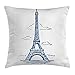 945 Fodera per Cuscino della Torre Eiffel, Illustrazione della Torre Eiffel A Parigi Moderna Città Francese Skyline Minimalista Federe Cuscini Lussuoso Divano Federa Cuscino 45X45Cm, Home Decor