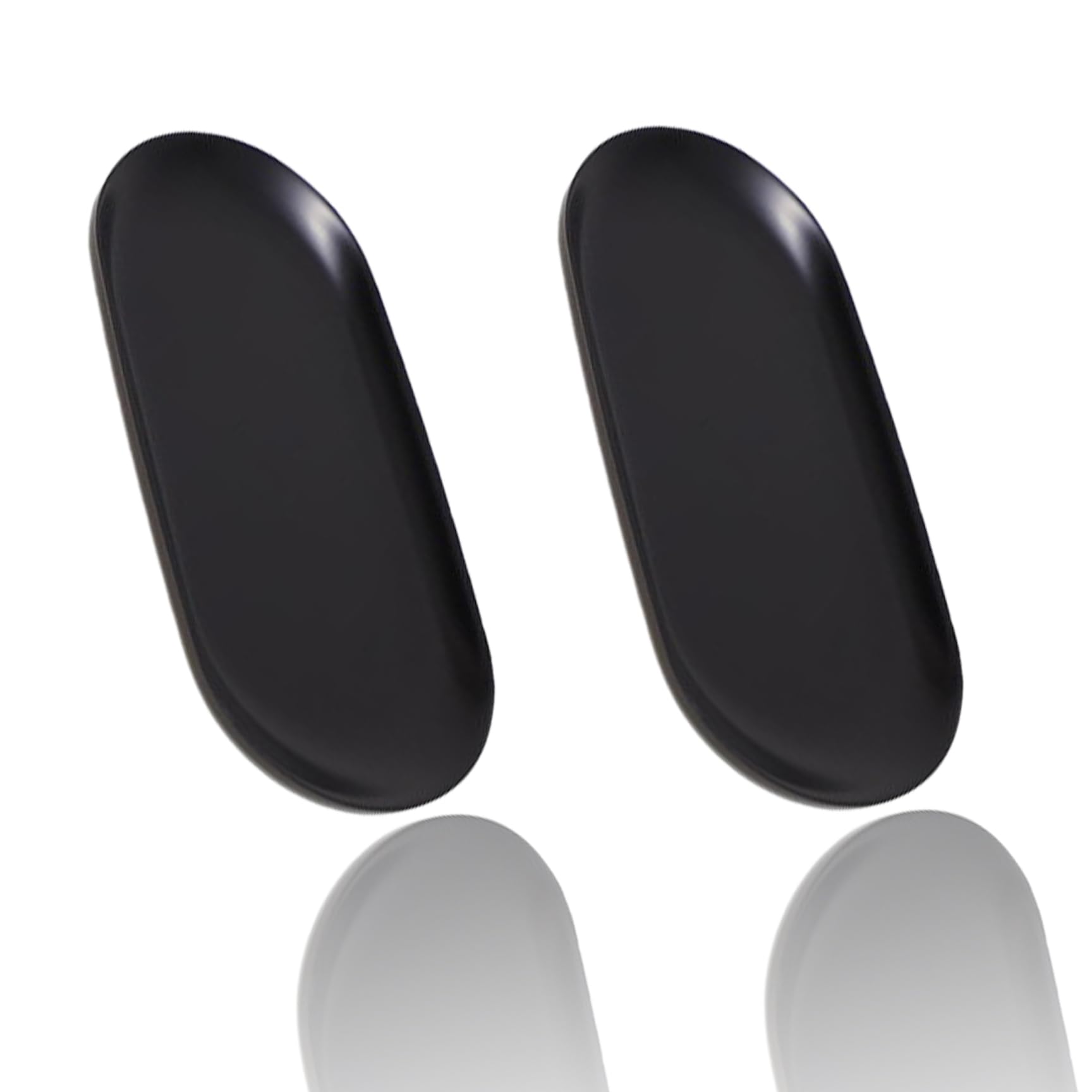 Stainless Steel Decorative Tray Set - 7 Inch Long Oval Jewelry Dish, Cosmetics Organizer, Bathroom Clutter Storage, Serving Platter, Matte Black (Pack of 2)