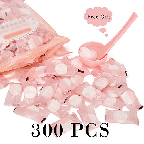 300 Pcs Compressed Facial Mask Dry Sheet Mask Paper DIY Skin Care Natural Face Cotton Mask Sheet With Free Mask Bowl and Stick