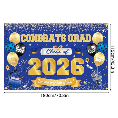 Banner Fondo Graduación Clase 2026 71 x 45 Pulgadas miniatura 2