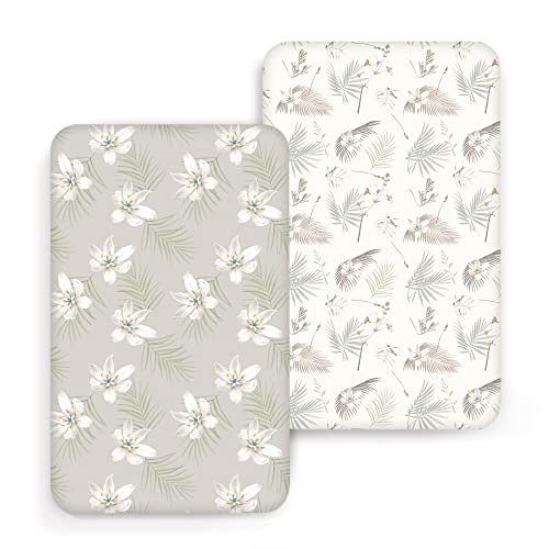 Image of ACRABROS Crib Sheets, Ultra Stretch Baby Crib Sheet for Boys Girls, Snug Fitted Toddler Bedding Crib Mattress Sheet,2 Pack,Gardenia Blossom