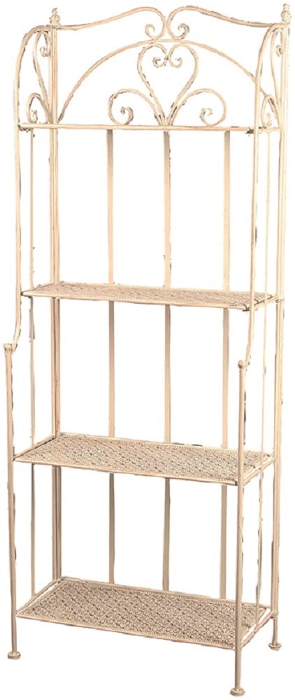 Étagère en fer forgé blanc 4 étages Vigor au design artisanal et raffiné