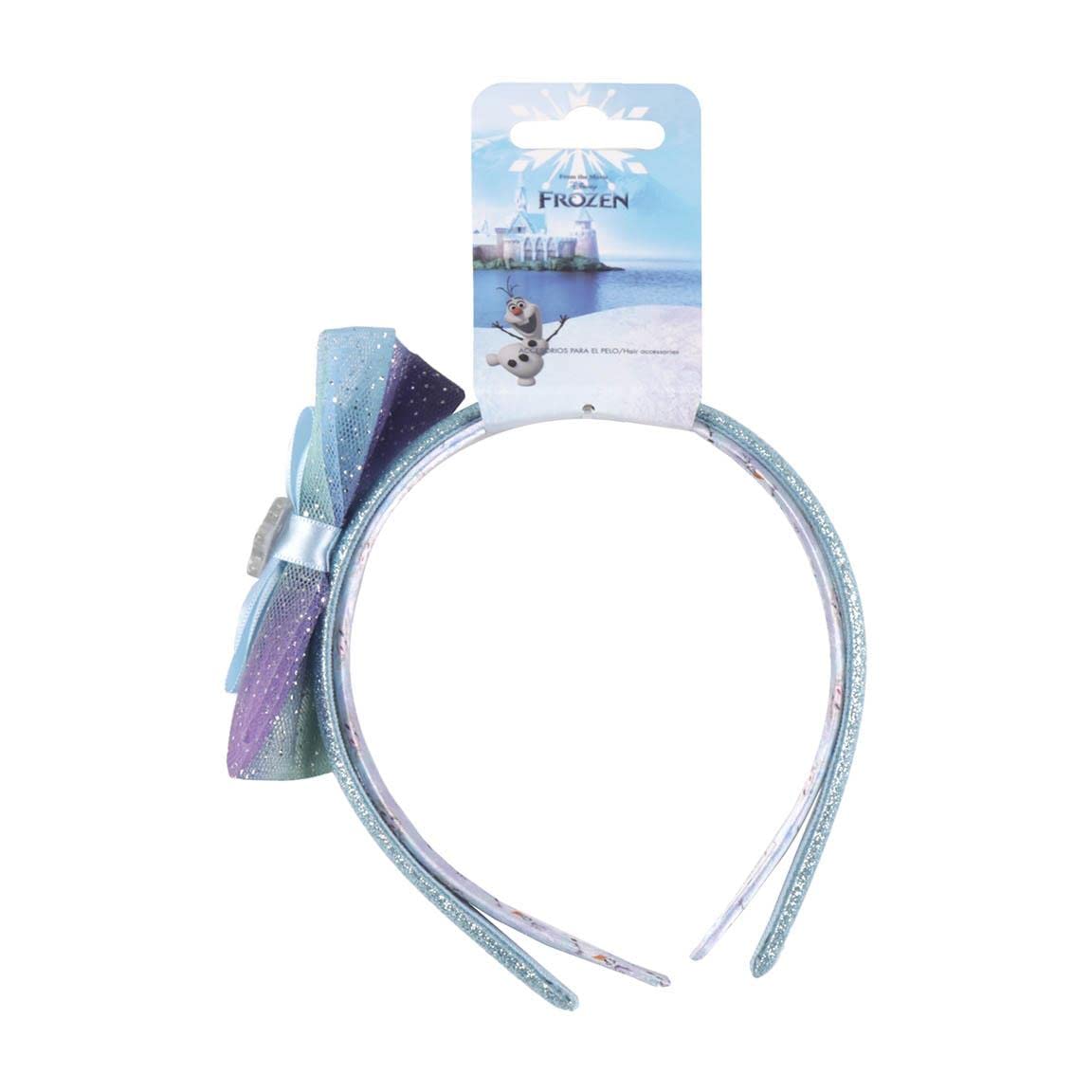 Pack of 2 Frozen Hair Bands – Blue and Purple – Made with Durable Materials – Includes a Bow on the Side with Elsa Print – Original Product Designed in Spain