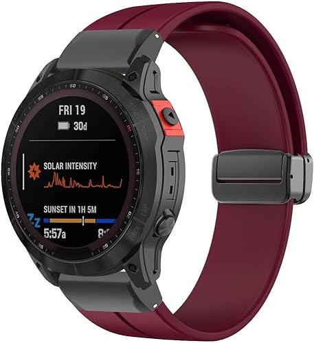Correa deportiva Conm para Garmin Fenix 7x76x Gps65x5, correa magnética de repuesto de silicona de 0.866in y 1.024in