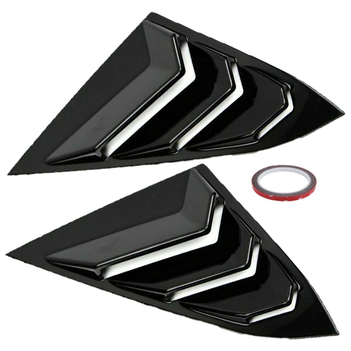Rear Side Window Louver Shutter Cover Air Vent/Louvers Scoop Cover Blinds Compatible with 2016-2021 10th Gen Honda Civic Sedan (Gloss Black)