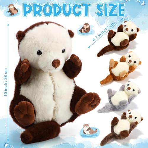 Shappy 5 Pcs Sea Otter Stuffed Animals Large Mommy 4 Baby Plush,Brown by Shappy - Used condition - Image 2