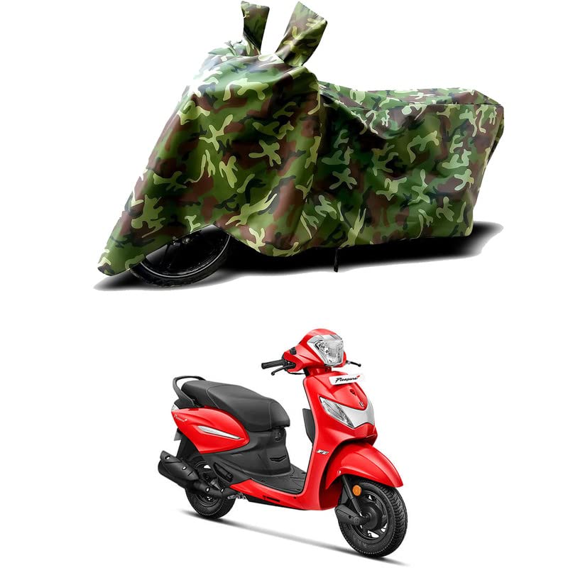 Image of 100% Water Resistant Bike Scooty Two Wheeler Body Cover Compatible for Hero Pleasure + Xtec /UV-Rays /Heat Protection /Birds Dropping /Scratchproof /Dust Proof /Waterproof /All Varient[Green MJ]
