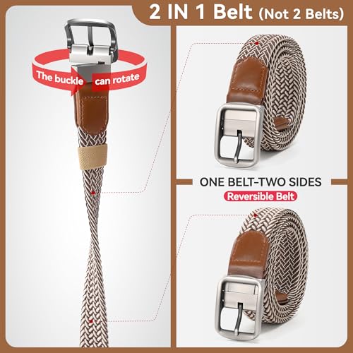 Image of Mile High Life | Braided Stretch Elastic Belts | Pin Oval Solid Black Belt Buckle | PU Loop End Tip Men /Women /Junior Belt