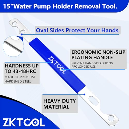 ZKTOOL Fan Clutch Wrench Set,32mm & 36mm Clutch Fan Tool Wrench,Water Pump Pulley Holder Removal Tool For BMW, Ford, GM, dodge,Chevrolet,jeep Fan Clutch Removal Kit,Water Pump Holder. - Image 3