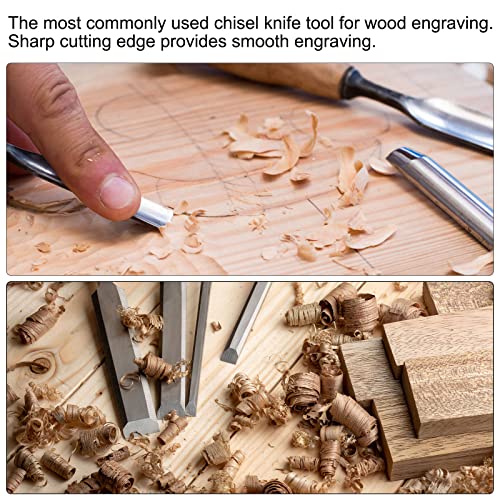 uxcell Wood Chisels Carving Knife, 10mm Chrome Plated 45# Carbon Steel Curved Half-round Tip Woodworking Hand Tool Graver 130mm (5-Inch) Length - Image 5