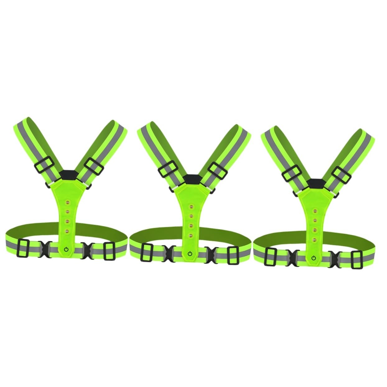 Uonlytech 3pièces Gilet Réfléchissant Led Ajustable Haute Visibilité Pour Course Nocturne Cyclisme Et Randonnée Équipement De Sécurité Extérieur Fluo