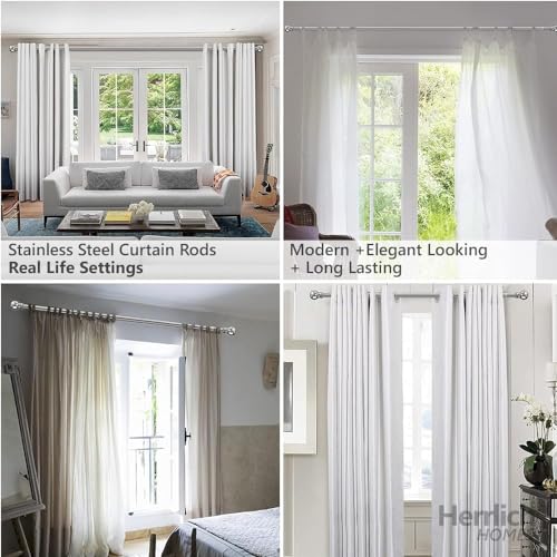 Image of Herrlich Homes Stainless Steel Curtain Rod | Silver & Chrome Finish | Anti-Rust | Sturdy & Durable | Multipurpose | SS Pipes for Door, Window, Shower, Home and Office | 72 Inches | 6 feet, 3 Pipes