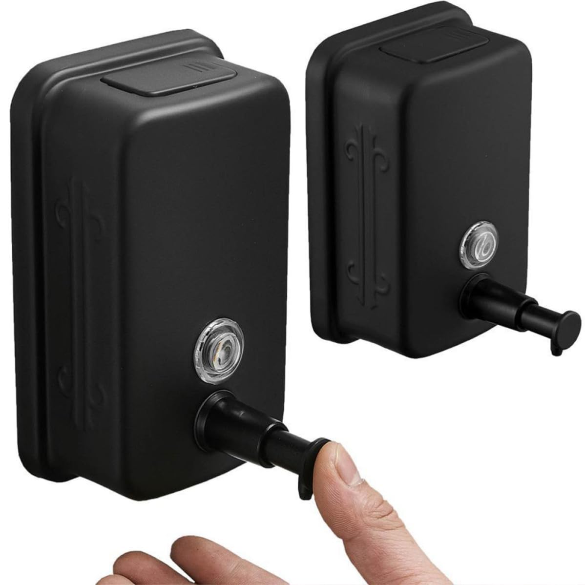 Dispensador de Jabón de Pared Manual Acero Inoxidable 800ml Negro