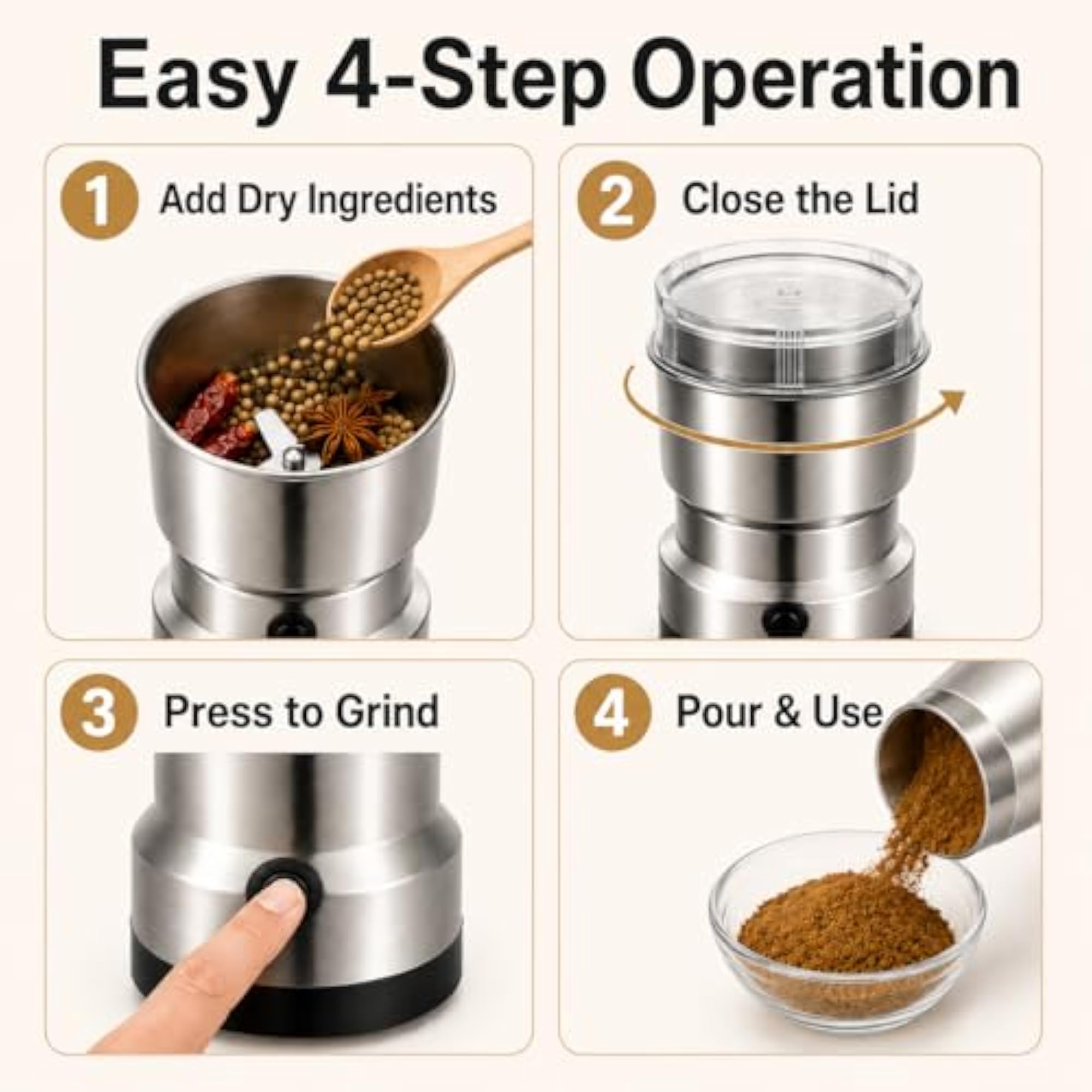 Mini Mixer Grinder for Kitchen, Electric Spice Machine