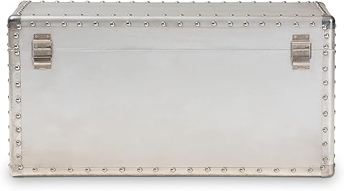 Miniatura 5 de Baxton Studio Serge - Maletero de almacenamiento alto de 13.98 pulgadas, color plateado