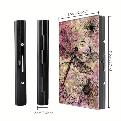 Metal Credit Card Holder Wallet, 6 Card Slots RFID Blocking Stainless Steel Wallet, Slim Metal Credit Card Wallet, with Reliable Press Button Metal Wallet for Women Men, Ancient Dragonfly2