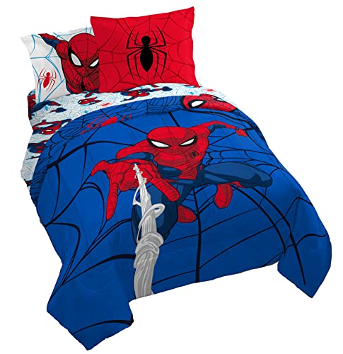 Jay Franco Marvel Spiderman Webtastic 7 Piece Queen Size Bed Set - Includes Reversible Comforter & Sheet Set - Super Soft Kids Bedding Fade Resistant Microfiber (Official Marvel Product)