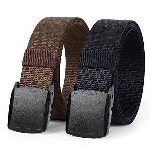 WHIPPY 2 Pack Nylon Belt Outdoor Military Web Belt with YKK Plastic Buckle
