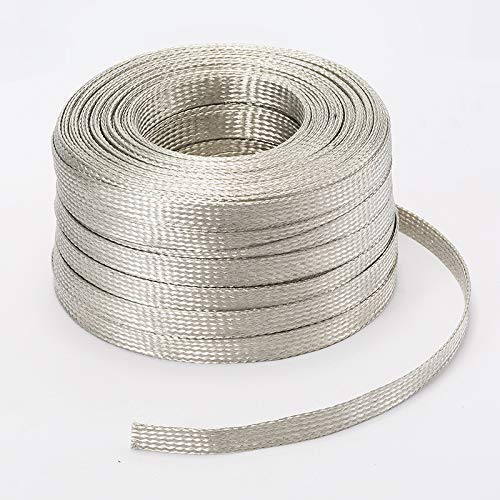 30' Ft Flat Braided Tinned Copper Wire 1/8' Wide Ground Strap