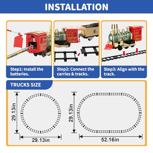 Jq Juqu 3117A Juqu Train Set-Electric Train Sets For Boys Toddlers Classical Train Toys,Battery-Powered Locomotive Engine With Sound And Lights, 3 Cars &10 Tracks, Christmas Toy Train For Age 3 4 5 6 Years Old Kids thumb #3