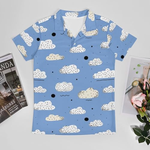 Boys' Classic Polo Shirts Short Sleeve Moisture-Wicking Golf & Tennis Shirts for Youth Teens Adorable White Clouds3