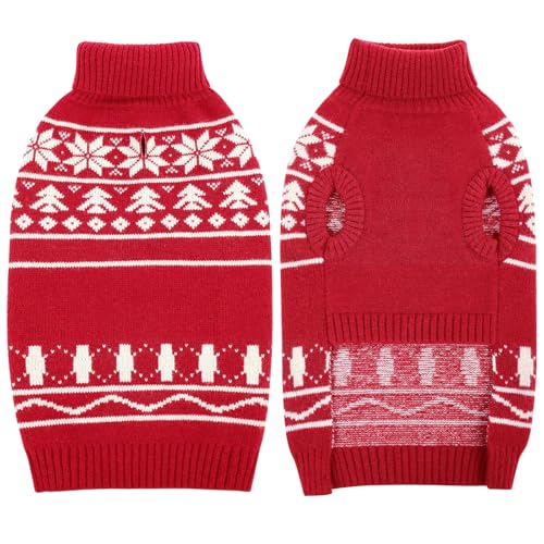 KONVINIT Hunde Weihnachtspullover Warm Strickpulli mit Weihnachtsdruck Elastisch und Pflegeleicht, Ideal für Mittelgroße Hunde