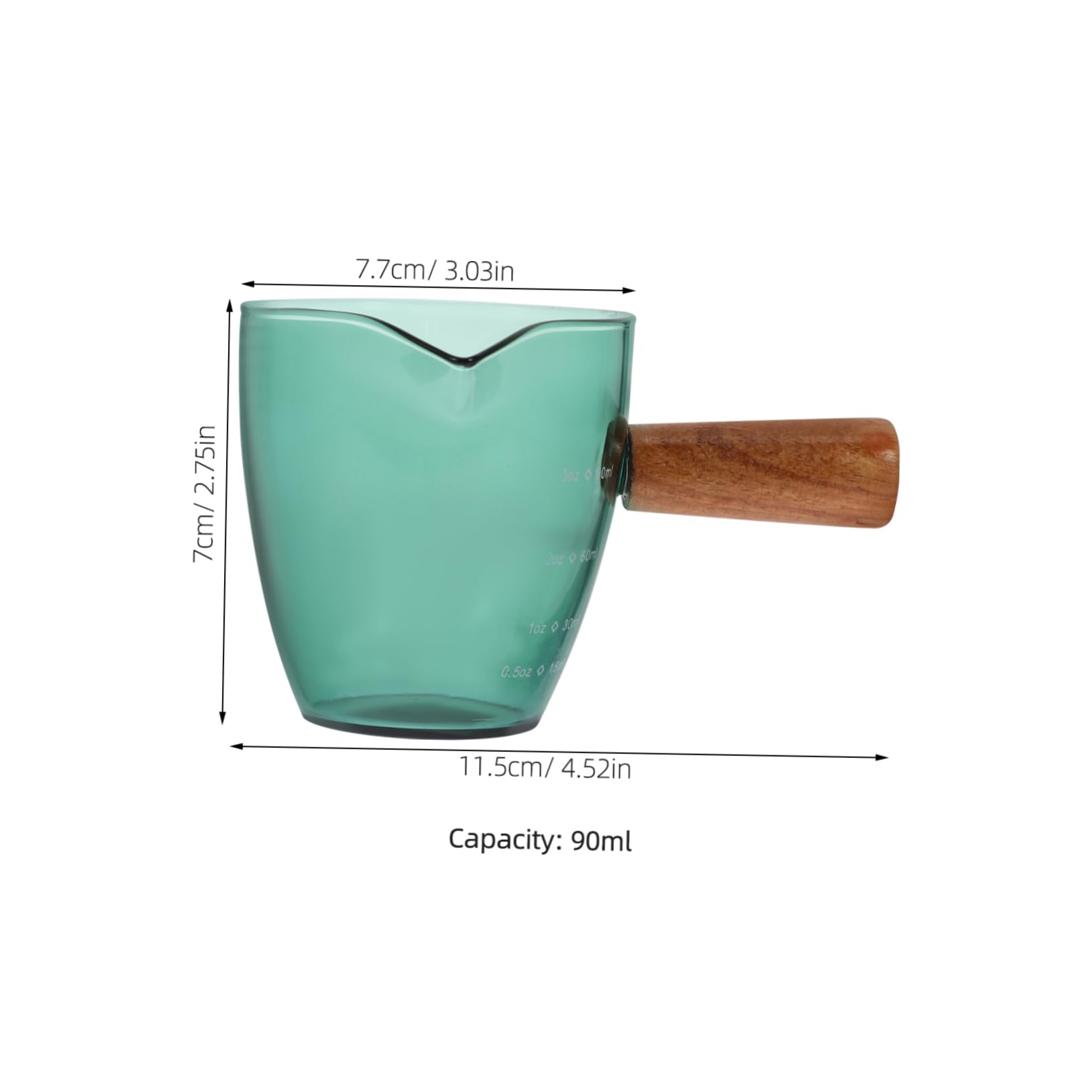 Alipis Glass Creamer Pitcher with Wood Handle Coffee Measuring Cup for Home Restaurant Use for Milk Dispensing and Coffee Art