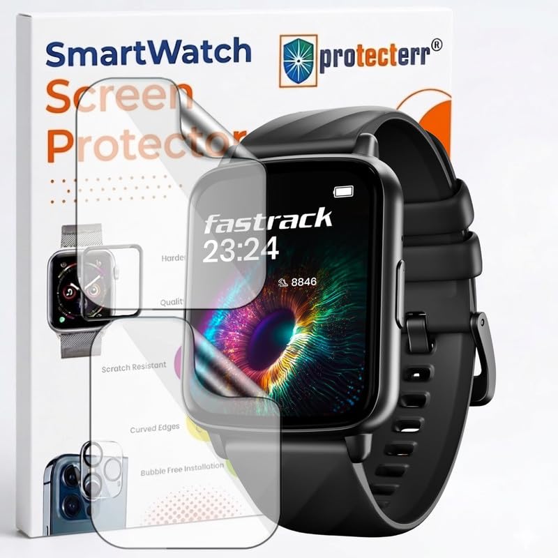 Image of 2-Pack Screen Protector for Fastrack Volt S1 1.83 inch Smartwatch - Flexible TPU Screen Guard, HD Clear, Anti Scratch, Bubble Free, Full Coverage Film - Not Tempered Glass