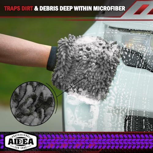 AIDEA Car Wash Mitt Microfiber, 1PK, Car Wash Brush, Grey, 7.12''X10.14'' — view 4