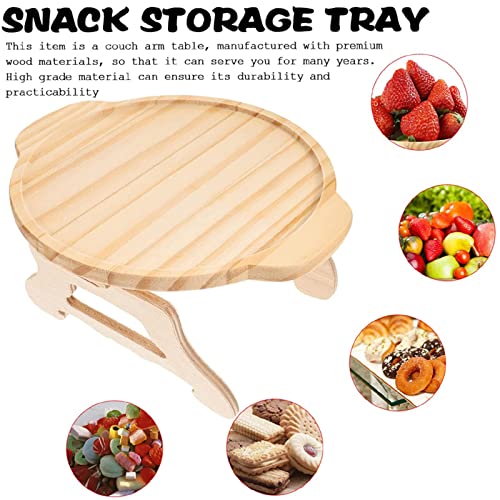 Mesa Com Bandeja De BraçO Para Sofá ， Com Suporte GiratóRio 360° EspaçO ExpansíVel Mesa Lateral Para