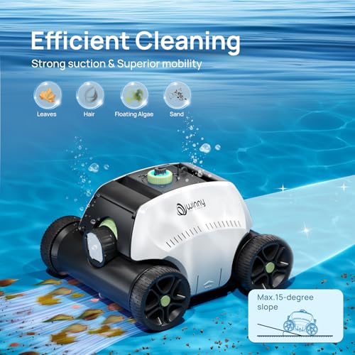 Image of (2026 Upgraded) Robotic Pool Vacuum for Above Ground Pool - 6600mAh for 130mins Runtime & 50W Powerful Suction, Self-Parking Pool Cleaner with 180μm Filter Tray Up to 1300 Sq. Ft (White&Green)
