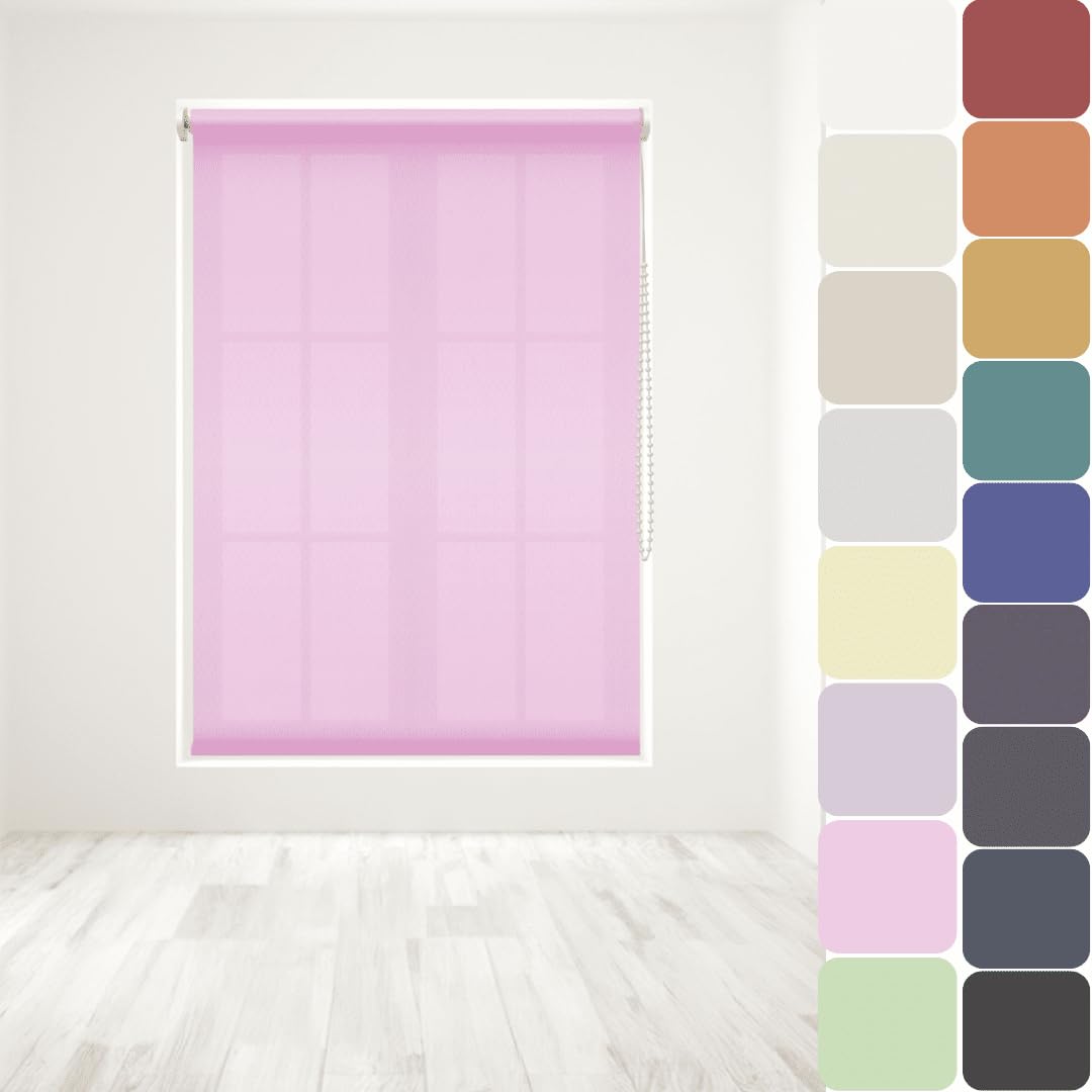 Straight Edge Dim-Out Roller Blind - Easy Fit Home Office - 210cm Width x 160cm Width Drop - Pink โ image 1