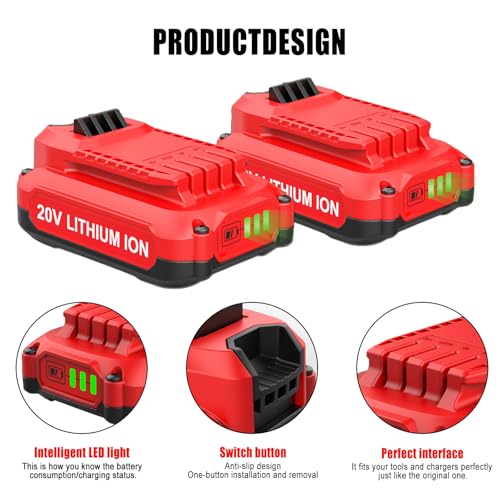 Image of Powilling 2Pack 20V 3.5Ah Replacement for Craftsman 20V Battery V20 Battery and Charger Kit for CMCB204 CMCB205 CMCB206 CMCB201 CMCB124+ CMCB104 Craftsman 20 Volt Fast Charger