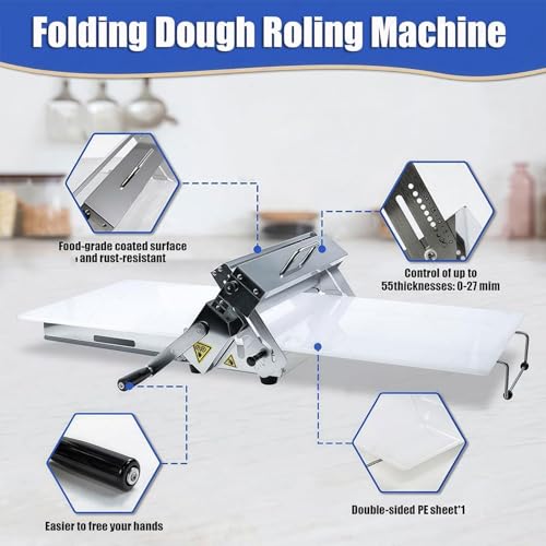 Laminadora de masa manual plegable, ideal para pizza y panadería casera 7
