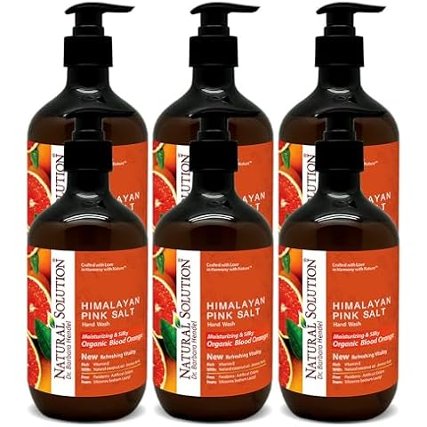 Natural Solution Hand Wash - Moisturizing Blood Orange & Himalayan Pink Salt Liquid Soap - 14 oz (Pack of 6) | Hydrating & Gentle Formula | Ideal for Daily Use packaging may vary Cover